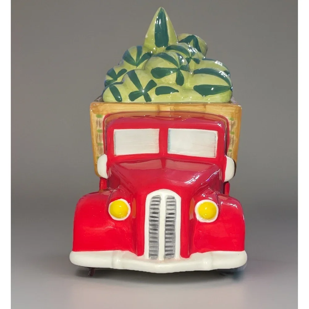 Vtg Pier 1 Imports Handpainted Watermelon Truck‎ Cookie Jar Red 10